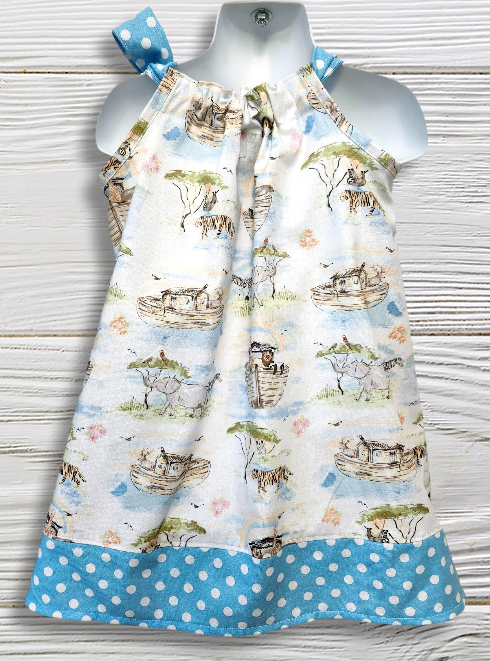 back of  Pillowcase dress, Noah's Ark girls dress