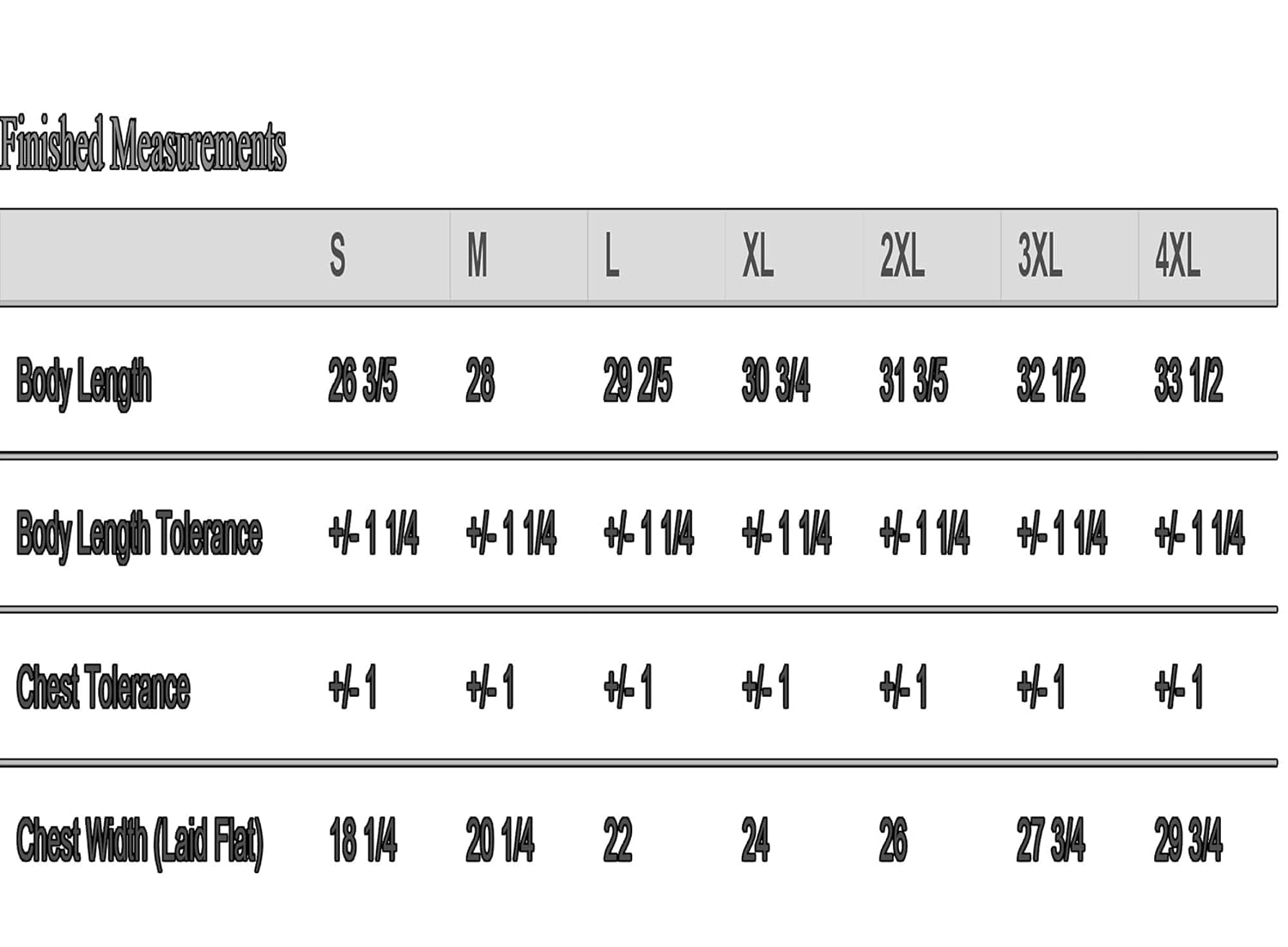 Size chart