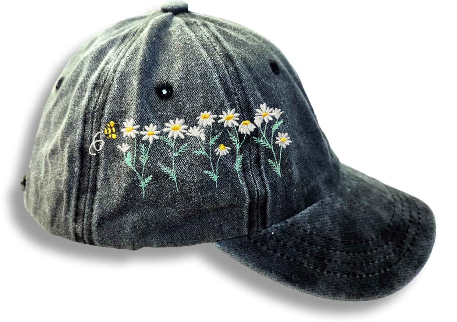 Women floral baseball cap dark green