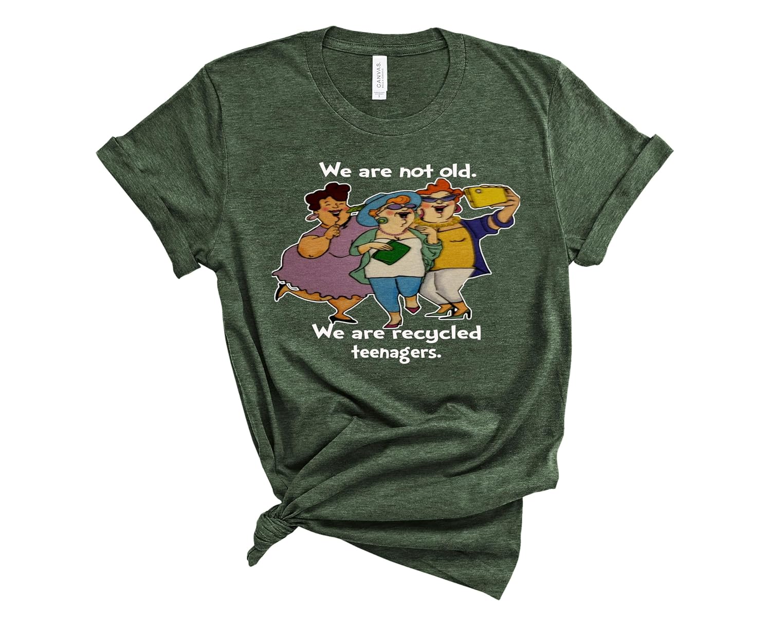 Woman funny t-shirt military green color