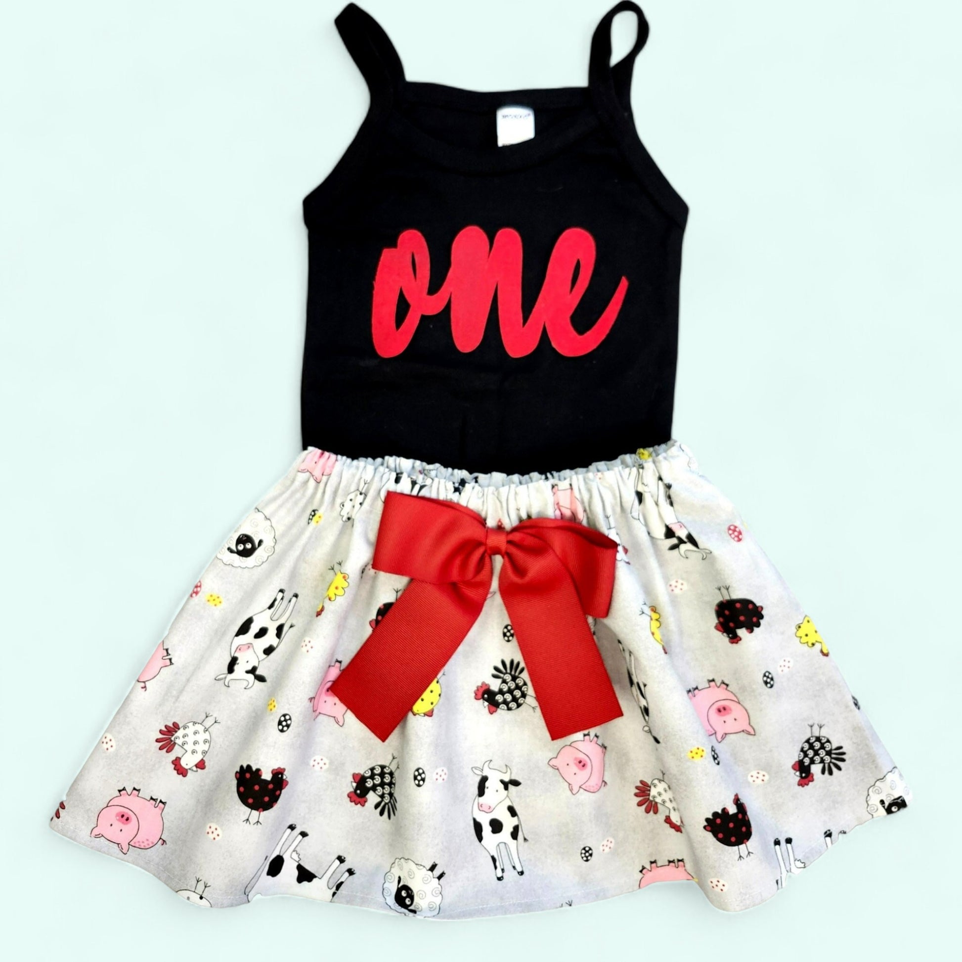 First Birthday outfit  Farm Animals outfit black top