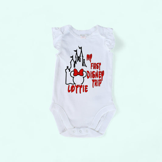 My First trip to Disney onesie white