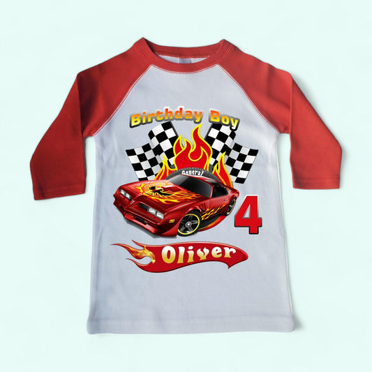 Race car birthday shirt red