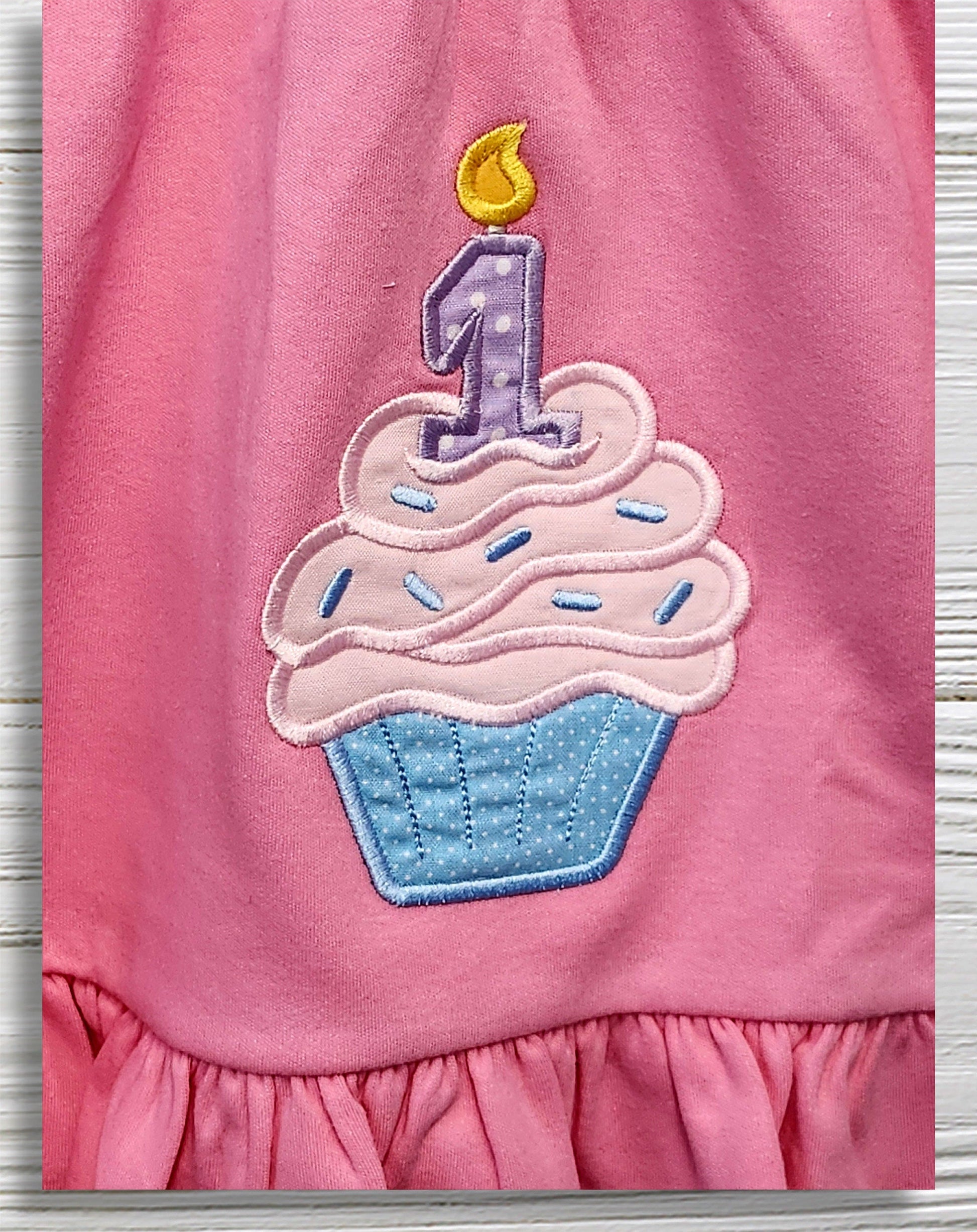 First birthday dress Birthday Dress Personalized embroidered  cupcake 