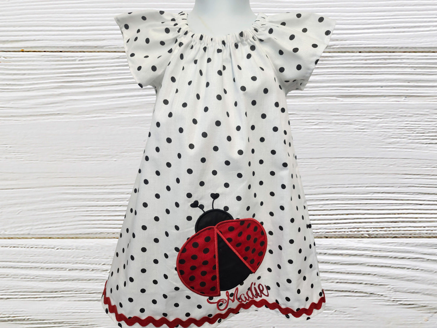 Ladybug dress embroidered applique