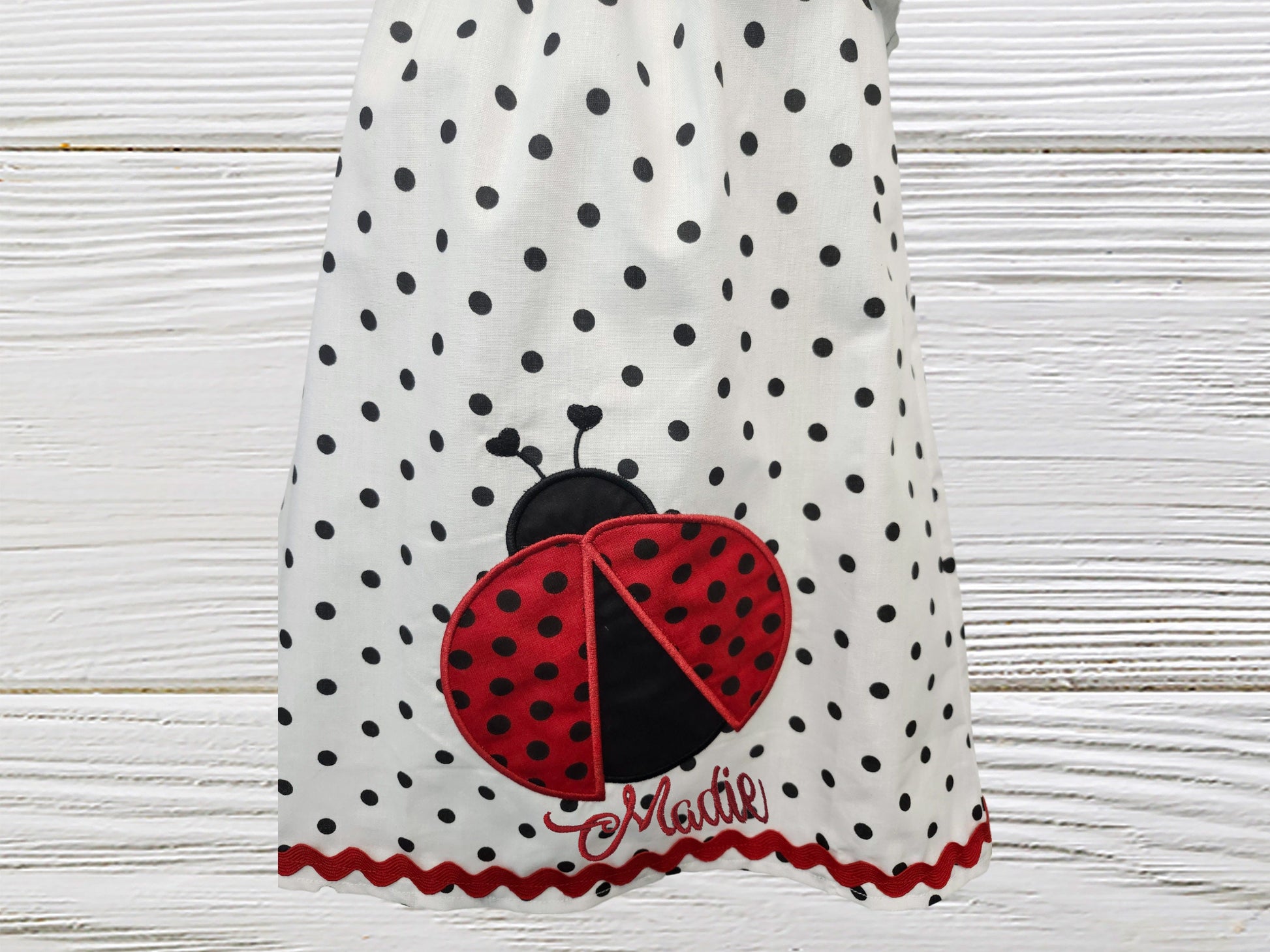 Ladybug dress embroidered applique