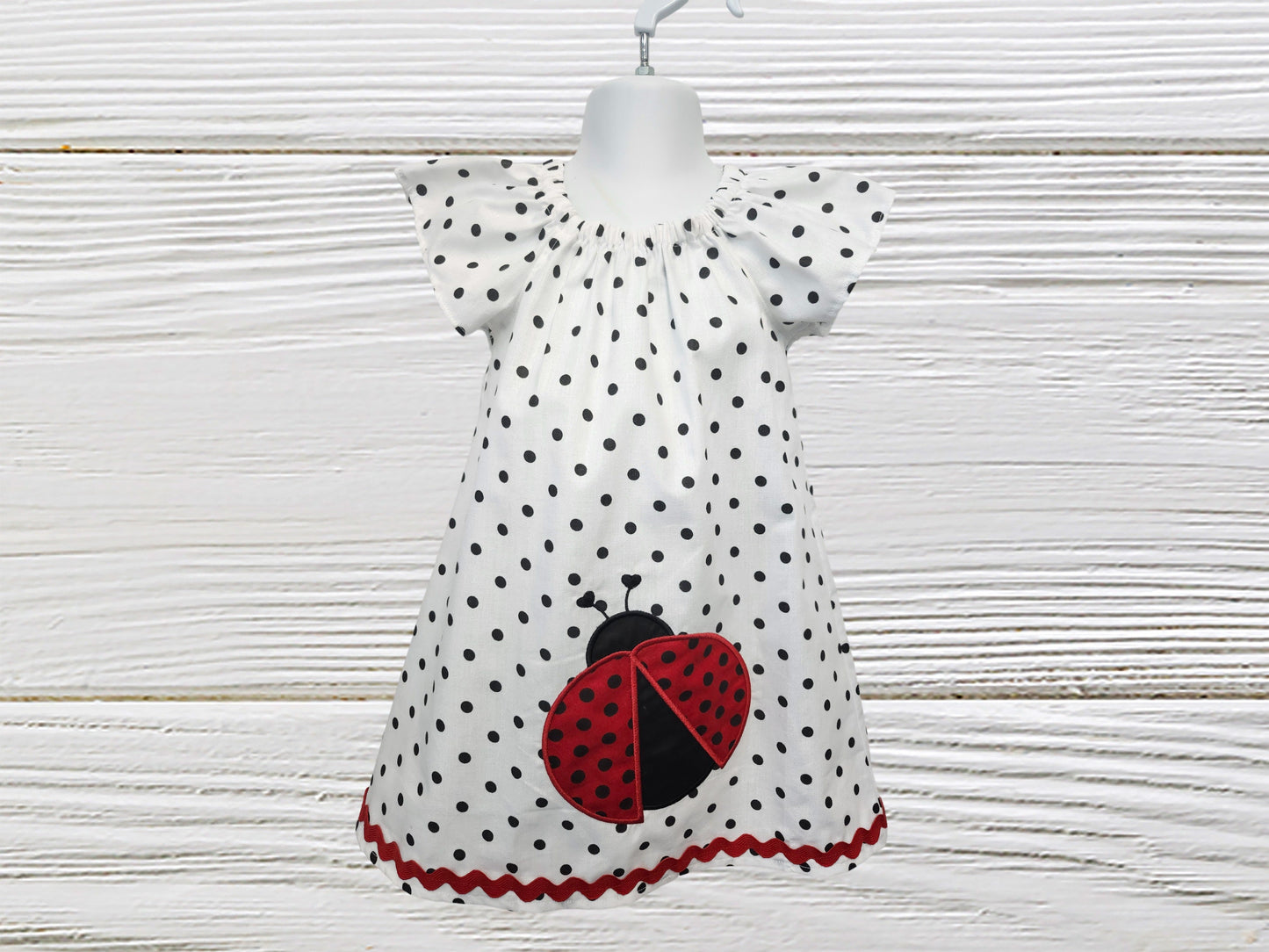 Ladybug dress embroidered applique