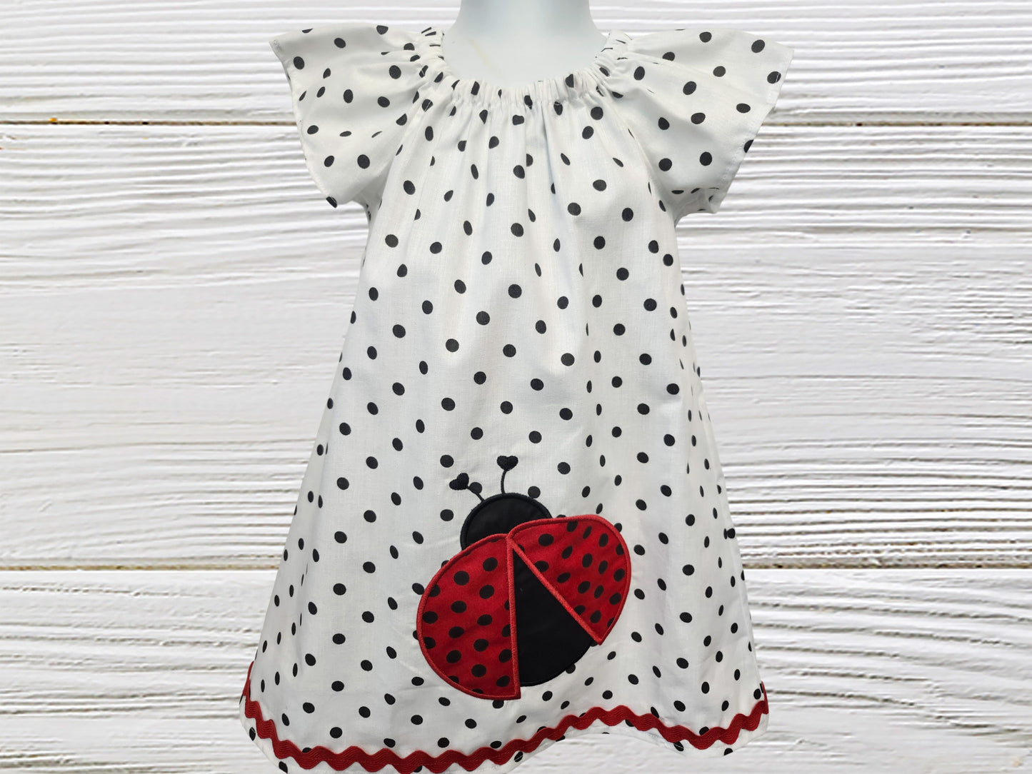 Ladybug dress embroidered applique