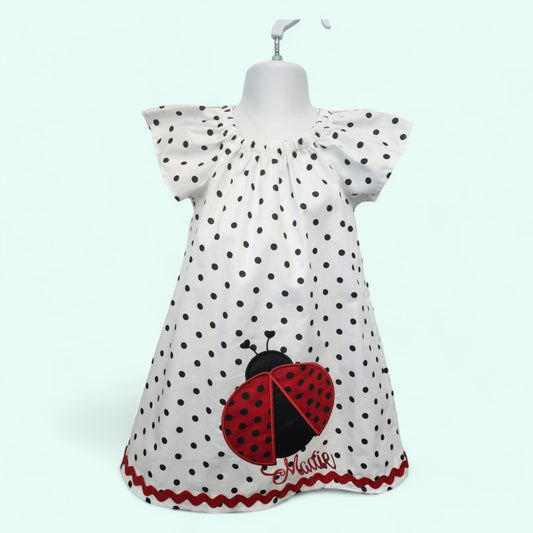 Ladybug dress embroidered applique