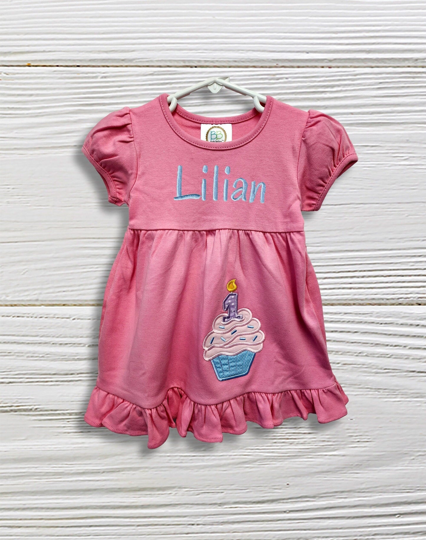 First birthday dress Birthday Dress Personalized embroidered  cupcake 