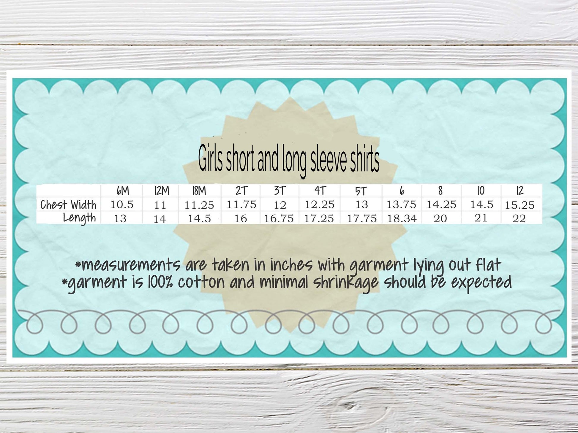 Thanksgiving shirt size chart kids