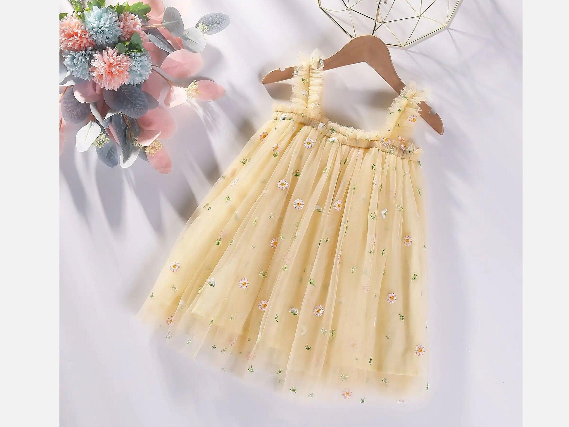 Baby Tulle Dress  | Light Yellow Tulle Dress | Daisies Tutu | Princess