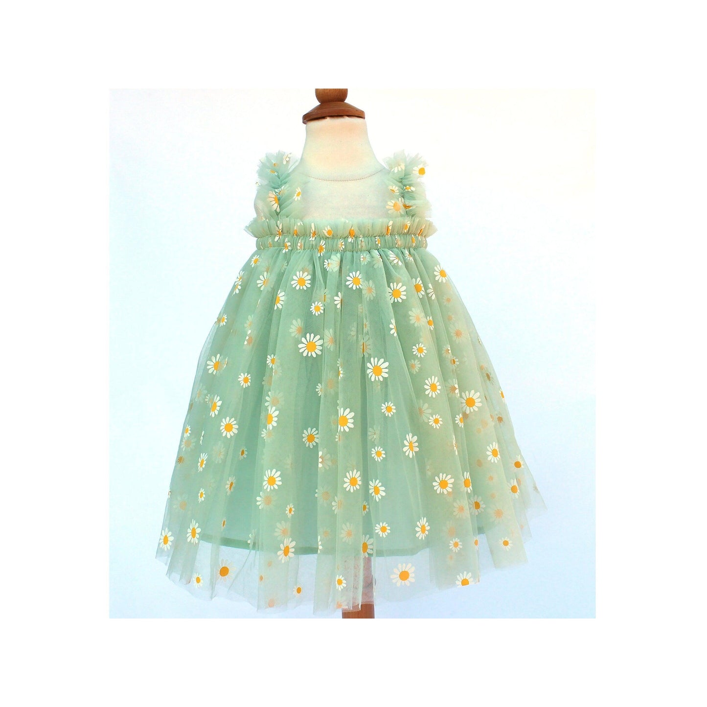 Baby Tulle Dress, Light Green Tulle Dress, Daisy Tutu Dress, Princess 